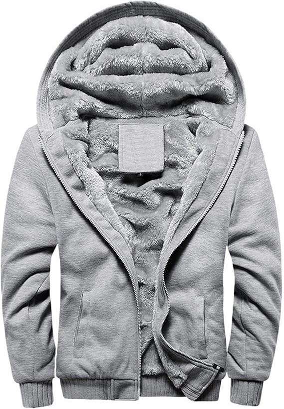 Men Hoodies Winter Thick Warm Fleece Zipper Hoodies Coat Sportwear Male Streetwear Hoodies Sweatshirts (Color : Gray, Size : XXL.)
